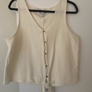 Cream tie-front Madewell tank top